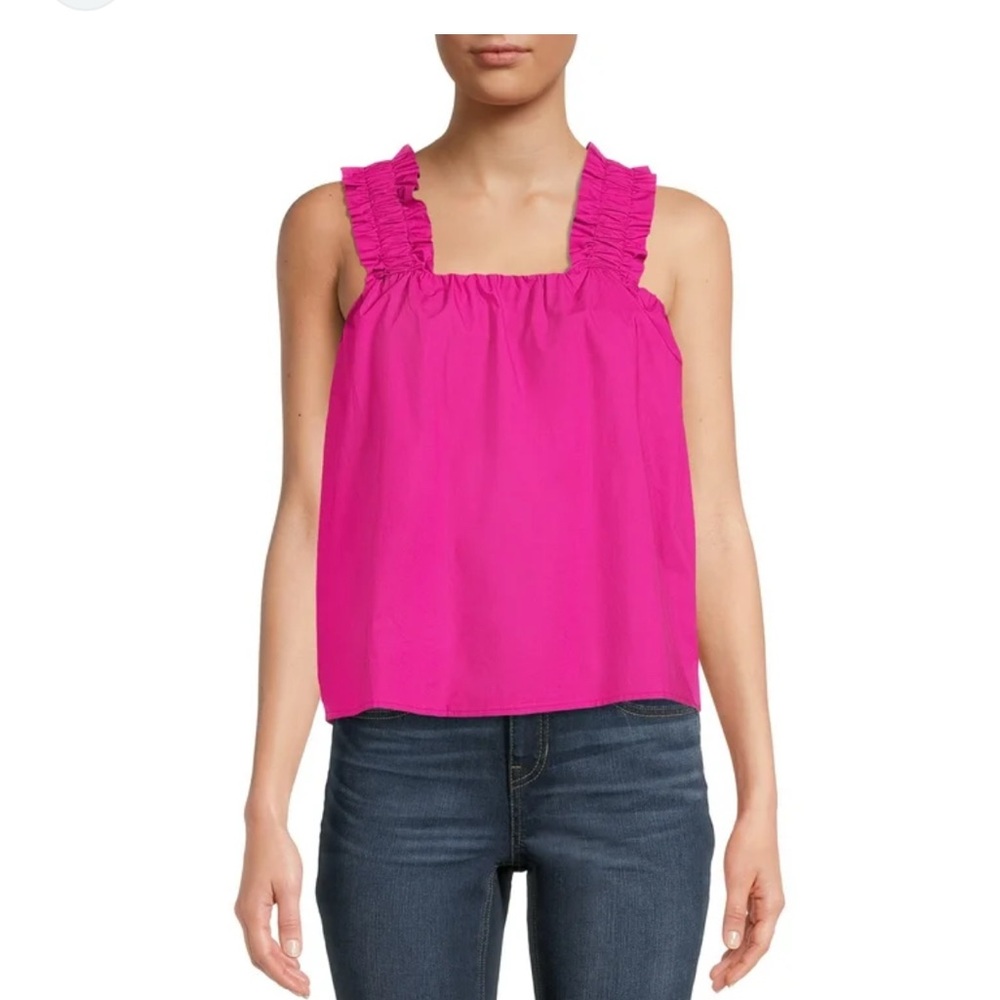 Time and Tru Fuchsia Ruffle Strap Blouse